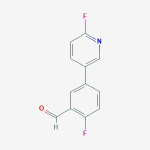 molecular formula C12H7F2NO B7910536 2-Fluoro-5-(6-fluoropyridin-3-yl)benzaldehyde 