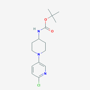 molecular formula C15H22ClN3O2 B7910552 Tert-butyl 1-(6-chloropyridin-3-yl)piperidin-4-ylcarbamate 