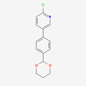 molecular formula C15H14ClNO2 B7910642 5-(4-(1,3-Dioxan-2-yl)phenyl)-2-chloropyridine 