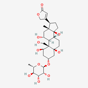 3-[(1R,3R,5S,8R,9S,10R,11R,13R,14S,17R)-1,5,11,14-tetrahydroxy-10-(hydroxymethyl)-13-methyl-3-[(2R,3R,4R,5R,6S)-3,4,5-trihydroxy-6-methyloxan-2-yl]oxy-2,3,4,6,7,8,9,11,12,15,16,17-dodecahydro-1H-cyclopenta[a]phenanthren-17-yl]-2H-furan-5-one