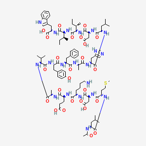 (4S)-4-[[(2S)-2-[[(2S)-2-[[(2S)-2-[[(2S)-2-acetamido-4-methylpentanoyl]amino]-4-methylsulfanylbutanoyl]amino]-3-carboxypropanoyl]amino]-6-aminohexanoyl]amino]-5-[[(2S)-1-[[(2S)-1-[[(2S)-1-[[(2S)-1-[[(2S)-1-[[(2S)-1-[[(2S)-1-[[(2S)-3-carboxy-1-[[(2S,3S)-1-[[(2S,3S)-1-[[(1S)-1-carboxy-2-(1H-indol-3-yl)ethyl]amino]-3-methyl-1-oxopentan-2-yl]amino]-3-methyl-1-oxopentan-2-yl]amino]-1-oxopropan-2-yl]amino]-4-methyl-1-oxopentan-2-yl]amino]-3-(1H-imidazol-5-yl)-1-oxopropan-2-yl]amino]-1-oxopropan-2-yl]amino]-1-oxo-3-phenylpropan-2-yl]amino]-3-(4-hydroxyphenyl)-1-oxopropan-2-yl]amino]-3-methyl-1-oxobutan-2-yl]amino]-1-oxopropan-2-yl]amino]-5-oxopentanoic acid