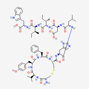 (3S)-3-[[(2S)-2-[[(2S)-2-[[(4R,7S,10S,13S,16R)-16-amino-7-benzyl-10-[(4-hydroxyphenyl)methyl]-6,9,12,15-tetraoxo-13-propan-2-yl-1,2-dithia-5,8,11,14-tetrazacycloheptadecane-4-carbonyl]amino]-3-(1H-imidazol-5-yl)propanoyl]amino]-4-methylpentanoyl]amino]-4-[[(2S,3S)-1-[[(2S,3S)-1-[[(1S)-1-carboxy-2-(1H-indol-3-yl)ethyl]amino]-3-methyl-1-oxopentan-2-yl]amino]-3-methyl-1-oxopentan-2-yl]amino]-4-oxobutanoic acid