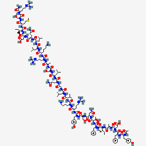 (3S)-3-[[(2S)-2-[[(2S)-2-[[(2S)-2-[[(2S)-2-[[(2S)-2-[[(2S)-2-[[(2S)-2-[[(2S)-2-[[(2S)-2-[[2-[[(2S)-2-[[(2S)-2-[[(2S)-2-[[(2S)-2-[[(2S)-2-[[(2S)-2-[[(2S)-2-[[(2S,3R)-2-[[(2S)-2-[[(2S,3S)-2-[[(2S)-2-[[(2S)-2-[[(2R)-2-[[(2S)-2-acetamido-3-(4-hydroxyphenyl)propanoyl]amino]-3-phenylpropanoyl]amino]-3-carboxypropanoyl]amino]propanoyl]amino]-3-methylpentanoyl]amino]-3-phenylpropanoyl]amino]-3-hydroxybutanoyl]amino]-4-amino-4-oxobutanoyl]amino]-3-hydroxypropanoyl]amino]-3-(4-hydroxyphenyl)propanoyl]amino]-5-(diaminomethylideneamino)pentanoyl]amino]-6-aminohexanoyl]amino]-3-methylbutanoyl]amino]-4-methylpentanoyl]amino]acetyl]amino]-5-amino-5-oxopentanoyl]amino]-4-methylpentanoyl]amino]-3-hydroxypropanoyl]amino]propanoyl]amino]-5-(diaminomethylideneamino)pentanoyl]amino]-6-aminohexanoyl]amino]-4-methylpentanoyl]amino]-4-methylpentanoyl]amino]-5-amino-5-oxopentanoyl]amino]-4-[[(2S,3S)-1-[[(2S)-1-[[(2S)-1-[[(2S)-1-amino-5-(diaminomethylideneamino)-1-oxopentan-2-yl]amino]-3-hydroxy-1-oxopropan-2-yl]amino]-4-methylsulfanyl-1-oxobutan-2-yl]amino]-3-methyl-1-oxopentan-2-yl]amino]-4-oxobutanoic acid