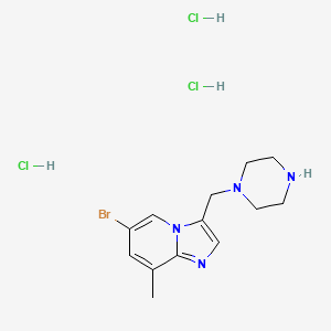 6-Bromo-8-methyl-3-(piperazin-1-ylmethyl)imidazo[1,2-a]pyridine;trihydrochloride