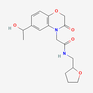 2-[6-(1-hydroxyethyl)-3-oxo-3,4-dihydro-2H-1,4-benzoxazin-4-yl]-N-(oxolan-2-ylmethyl)acetamide