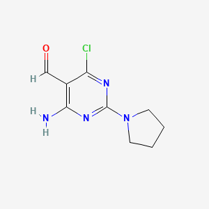 4-Amino-6-chloro-2-(1-pyrrolidinyl)-5-pyrimidinecarbaldehyde