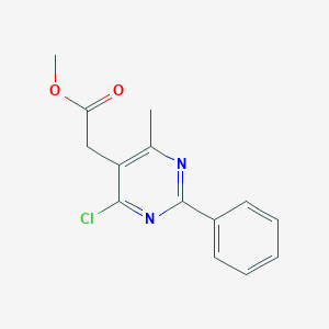 molecular formula C14H13ClN2O2 B7911687 Methyl 2-(4-chloro-6-methyl-2-phenyl-5-pyrimidinyl)acetate 