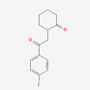 molecular formula C14H15FO2 B7911843 Cyclohexanone, 2-[2-(4-fluorophenyl)-2-oxoethyl]- CAS No. 54669-82-8