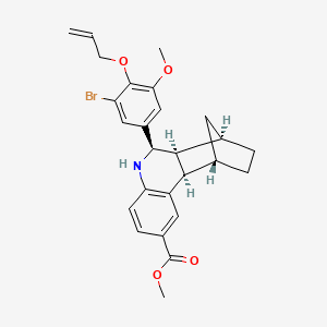 molecular formula C26H28BrNO4 B7911906 methyl (1S,2R,10R,11S,12R)-10-(3-bromo-5-methoxy-4-prop-2-enoxyphenyl)-9-azatetracyclo[10.2.1.02,11.03,8]pentadeca-3(8),4,6-triene-5-carboxylate 