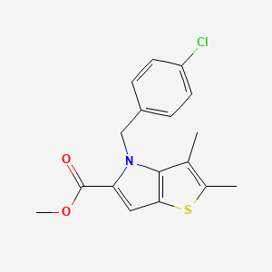 molecular formula C17H16ClNO2S B7912101 methyl 4-(4-chlorobenzyl)-2,3-dimethyl-4H-thieno[3,2-b]pyrrole-5-carboxylate 