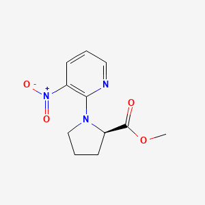 molecular formula C11H13N3O4 B7912317 methyl (2R)-1-(3-nitropyridin-2-yl)pyrrolidine-2-carboxylate 