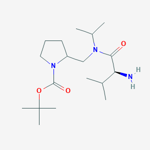 molecular formula C18H35N3O3 B7923145 2-{[((S)-2-Amino-3-methyl-butyryl)-isopropyl-amino]-methyl}-pyrrolidine-1-carboxylic acid tert-butyl ester 