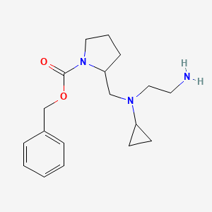 molecular formula C18H27N3O2 B7923716 2-{[(2-Amino-ethyl)-cyclopropyl-amino]-methyl}-pyrrolidine-1-carboxylic acid benzyl ester 