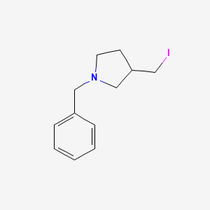 molecular formula C12H16IN B7923824 1-Benzyl-3-iodomethyl-pyrrolidine 