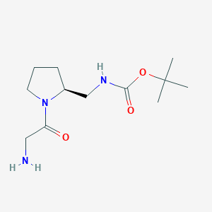 molecular formula C12H23N3O3 B7923932 [(S)-1-(2-Amino-acetyl)-pyrrolidin-2-ylmethyl]-carbamic acid tert-butyl ester 