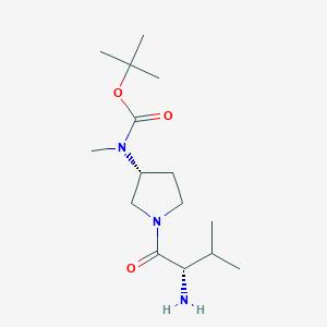 molecular formula C15H29N3O3 B7923940 [(R)-1-((S)-2-Amino-3-methyl-butyryl)-pyrrolidin-3-yl]-methyl-carbamic acid tert-butyl ester 