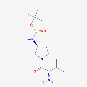 molecular formula C15H29N3O3 B7923945 [(S)-1-((S)-2-Amino-3-methyl-butyryl)-pyrrolidin-3-yl]-methyl-carbamic acid tert-butyl ester 