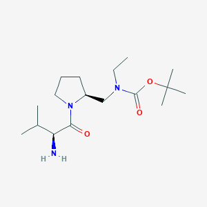 molecular formula C17H33N3O3 B7923969 [(S)-1-((S)-2-Amino-3-methyl-butyryl)-pyrrolidin-2-ylmethyl]-ethyl-carbamic acid tert-butyl ester 