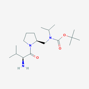 molecular formula C18H35N3O3 B7924003 [(S)-1-((S)-2-Amino-3-methyl-butyryl)-pyrrolidin-2-ylmethyl]-isopropyl-carbamic acid tert-butyl ester 