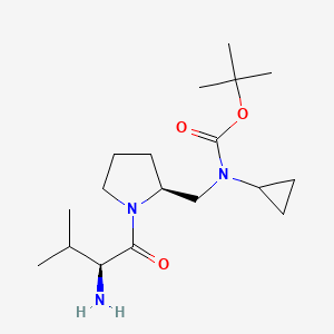 molecular formula C18H33N3O3 B7924028 [(S)-1-((S)-2-Amino-3-methyl-butyryl)-pyrrolidin-2-ylmethyl]-cyclopropyl-carbamic acid tert-butyl ester 