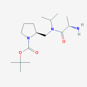 molecular formula C16H31N3O3 B7924042 (S)-2-{[((S)-2-Amino-propionyl)-isopropyl-amino]-methyl}-pyrrolidine-1-carboxylic acid tert-butyl ester 