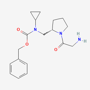 molecular formula C18H25N3O3 B7924192 [(S)-1-(2-Amino-acetyl)-pyrrolidin-2-ylmethyl]-cyclopropyl-carbamic acid benzyl ester 