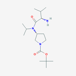 molecular formula C17H33N3O3 B7924428 (R)-3-[((S)-2-Amino-3-methyl-butyryl)-isopropyl-amino]-pyrrolidine-1-carboxylic acid tert-butyl ester 