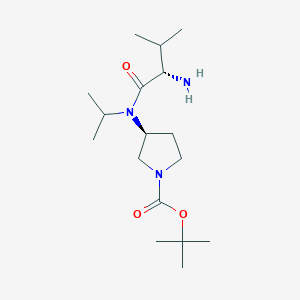 molecular formula C17H33N3O3 B7924442 (S)-3-[((S)-2-Amino-3-methyl-butyryl)-isopropyl-amino]-pyrrolidine-1-carboxylic acid tert-butyl ester 