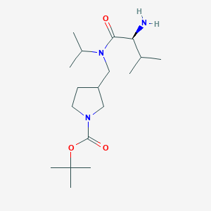 molecular formula C18H35N3O3 B7924453 3-{[((S)-2-Amino-3-methyl-butyryl)-isopropyl-amino]-methyl}-pyrrolidine-1-carboxylic acid tert-butyl ester 