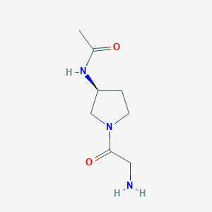 molecular formula C8H15N3O2 B7924524 N-[(S)-1-(2-Amino-acetyl)-pyrrolidin-3-yl]-acetamide 