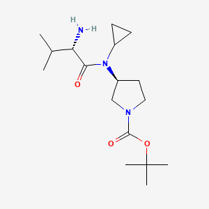 molecular formula C17H31N3O3 B7924583 (S)-3-[((S)-2-Amino-3-methyl-butyryl)-cyclopropyl-amino]-pyrrolidine-1-carboxylic acid tert-butyl ester 