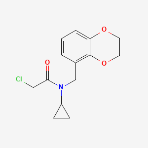 molecular formula C14H16ClNO3 B7925511 2-Chloro-N-cyclopropyl-N-(2,3-dihydro-benzo[1,4]dioxin-5-ylmethyl)-acetamide 
