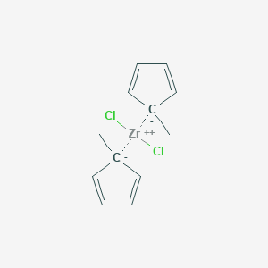 molecular formula C12H14Cl2Zr B079261 Zirconium, dichlorobis[(1,2,3,4,5-eta)-1-methyl-2,4-cyclopentadien-1-yl]- CAS No. 12109-71-6