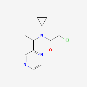 molecular formula C11H14ClN3O B7926178 2-Chloro-N-cyclopropyl-N-(1-pyrazin-2-yl-ethyl)-acetamide 