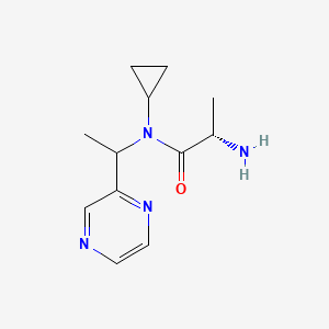 molecular formula C12H18N4O B7926368 (S)-2-Amino-N-cyclopropyl-N-(1-pyrazin-2-yl-ethyl)-propionamide 