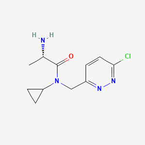 molecular formula C11H15ClN4O B7927605 (S)-2-Amino-N-((6-chloropyridazin-3-yl)methyl)-N-cyclopropylpropanamide 