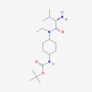 molecular formula C18H35N3O3 B7928876 {4-[((S)-2-Amino-3-methyl-butyryl)-ethyl-amino]-cyclohexyl}-carbamic acid tert-butyl ester 