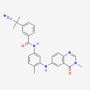 molecular formula C27H25N5O2 B7929168 3-(2-Cyanopropan-2-yl)-N-(4-methyl-3-((3-methyl-4-oxo-3,4-dihydroquinazolin-6-yl)amino)phenyl)benzamide CAS No. 1007871-84-2