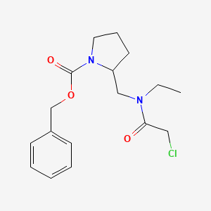 molecular formula C17H23ClN2O3 B7929389 2-{[(2-Chloro-acetyl)-ethyl-amino]-methyl}-pyrrolidine-1-carboxylic acid benzyl ester 