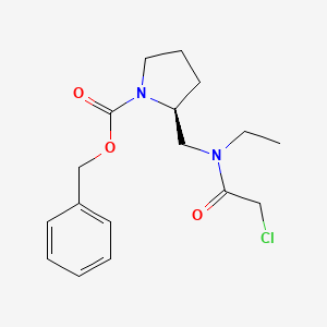 molecular formula C17H23ClN2O3 B7929395 (S)-2-{[(2-Chloro-acetyl)-ethyl-amino]-methyl}-pyrrolidine-1-carboxylic acid benzyl ester 