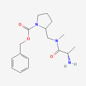 molecular formula C17H25N3O3 B7929420 2-{[((S)-2-Amino-propionyl)-methyl-amino]-methyl}-pyrrolidine-1-carboxylic acid benzyl ester 