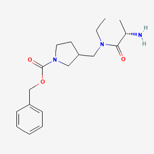 molecular formula C18H27N3O3 B7929438 3-{[((S)-2-Amino-propionyl)-ethyl-amino]-methyl}-pyrrolidine-1-carboxylic acid benzyl ester 