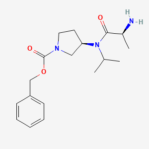 molecular formula C18H27N3O3 B7929445 (R)-3-[((S)-2-Amino-propionyl)-isopropyl-amino]-pyrrolidine-1-carboxylic acid benzyl ester 