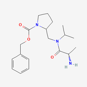 molecular formula C19H29N3O3 B7929450 2-{[((S)-2-Amino-propionyl)-isopropyl-amino]-methyl}-pyrrolidine-1-carboxylic acid benzyl ester 
