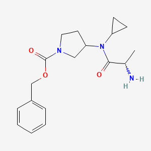 molecular formula C18H25N3O3 B7929460 3-[((S)-2-Amino-propionyl)-cyclopropyl-amino]-pyrrolidine-1-carboxylic acid benzyl ester 