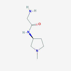 molecular formula C7H15N3O B7930001 (S)-2-Amino-N-(1-methylpyrrolidin-3-yl)acetamide 