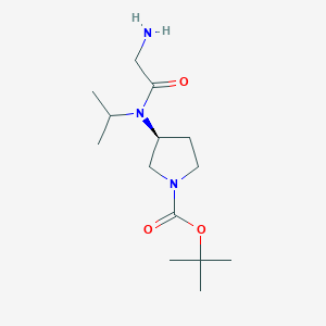 molecular formula C14H27N3O3 B7930034 (S)-3-[(2-Amino-acetyl)-isopropyl-amino]-pyrrolidine-1-carboxylic acid tert-butyl ester 