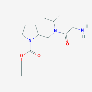 molecular formula C15H29N3O3 B7930056 2-{[(2-Amino-acetyl)-isopropyl-amino]-methyl}-pyrrolidine-1-carboxylic acid tert-butyl ester 