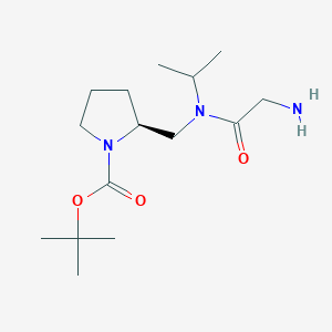 molecular formula C15H29N3O3 B7930072 (S)-2-{[(2-Amino-acetyl)-isopropyl-amino]-methyl}-pyrrolidine-1-carboxylic acid tert-butyl ester 