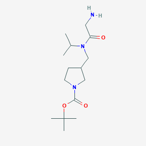 molecular formula C15H29N3O3 B7930090 3-{[(2-Amino-acetyl)-isopropyl-amino]-methyl}-pyrrolidine-1-carboxylic acid tert-butyl ester 